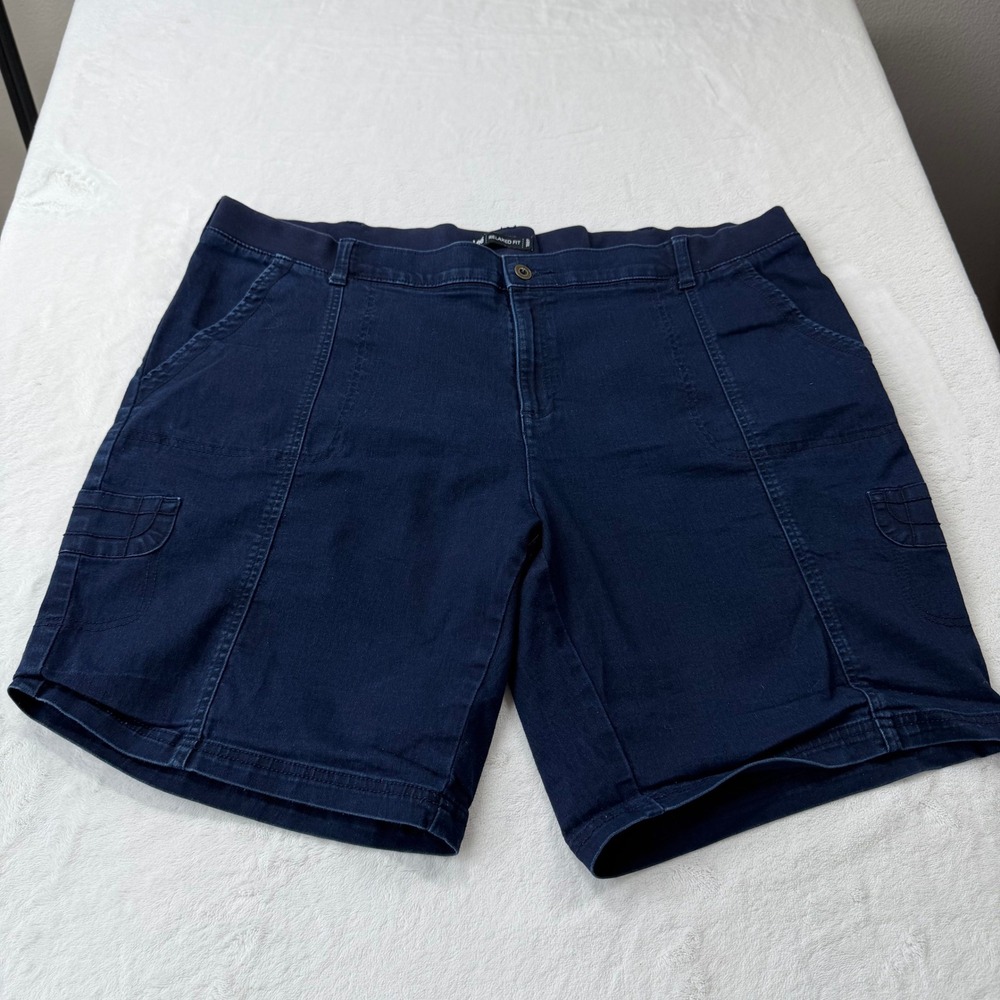 Lee Relaxed Fit Denim Shorts Womens 22W Blue Good Stretch Indigo Cargo Pocket